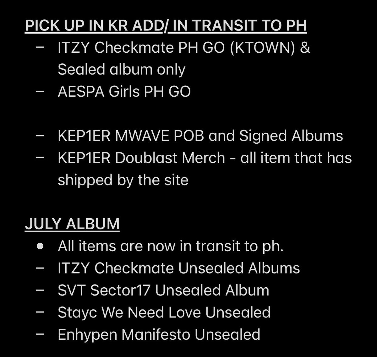NewiCartPH's tweet photo. #NewiPH_Updates
MASS UPDATE AS OF AUGUST 31, 2022 ✨
- will also do follow up shipment for arrived items po https://t.co/yZYbmMNpbM