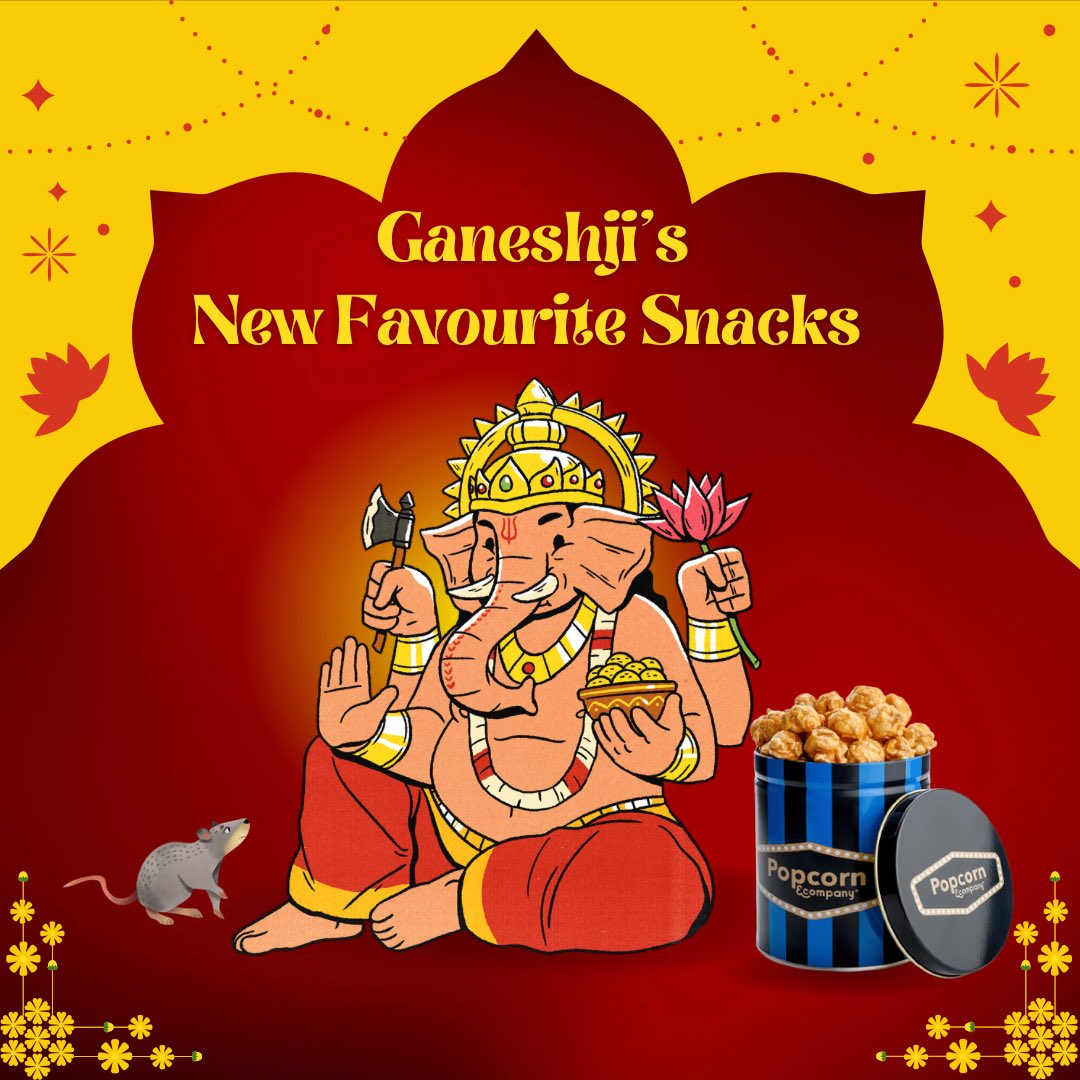 PnC_Popcorn's tweet photo. Ganeshji’s new favourite snacks 
#GaneshChaturthi #GaneshaChaturthi https://t.co/fCfAIo1FMF