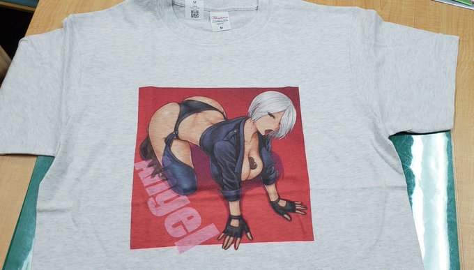 pixivFACTORYで作ったアンヘルTシャツ届いたー! おー、悪くないやん。色味も割と綺麗だし今度は折り目も付いてないし。じゃぁこれも販売しようかなー。 #pixivFACTORY #新日本ペプシ党 