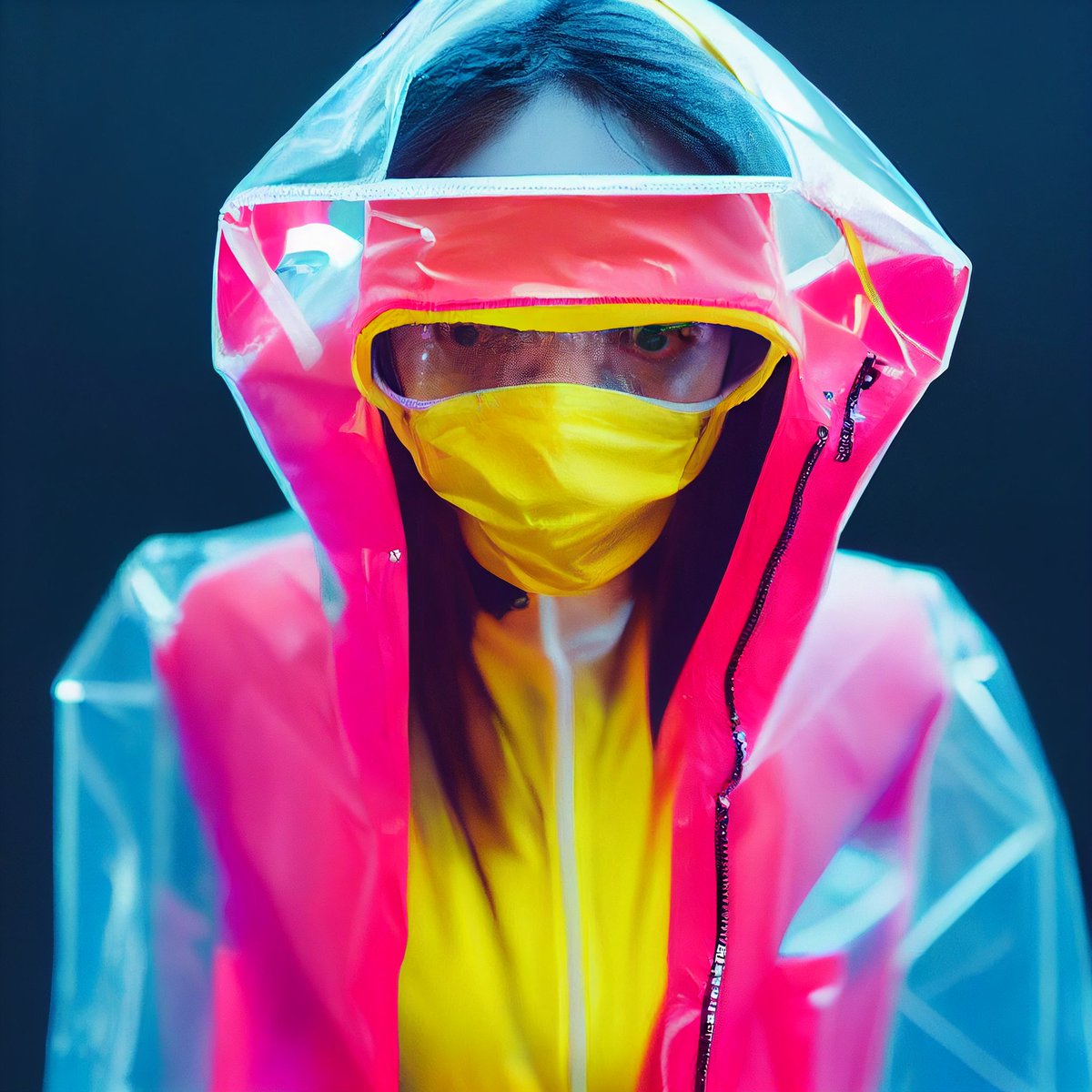DraicoArt's tweet photo. These images came from trying derive "a cyberpunk girl wearing a transparent yellow plastic anorak with hot pink underwear" which it didn't really understand 😂 but the results are fab!
#AIart #aiartcommunity #testp #cyberpunk #midjourney #AIartists https://t.co/F6vPo19SNm