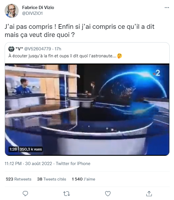 #Pesquet explique que la mission #Artemis2 va emmener des humains bcp plus loin que n'importe quelle mission ne l'a jamais fait (40.000 M, soit 65.000 km, au-delà de la Lune). Nos conspipitres utilisent une version tronquée de l'itw pour lui faire dire autre chose 🙄
#fatigue