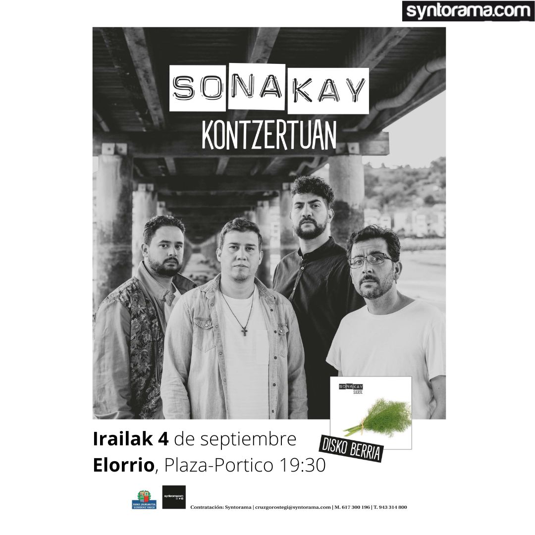 Syntorama's tweet photo. Igande honetarako ba al duzu planik? @SonakayOficial-en kontzertua izango dugu #Elorrio-n. Animatu!! 💃

#Sonakay #Suerte #Syntorama https://t.co/6WVxwaAjZY