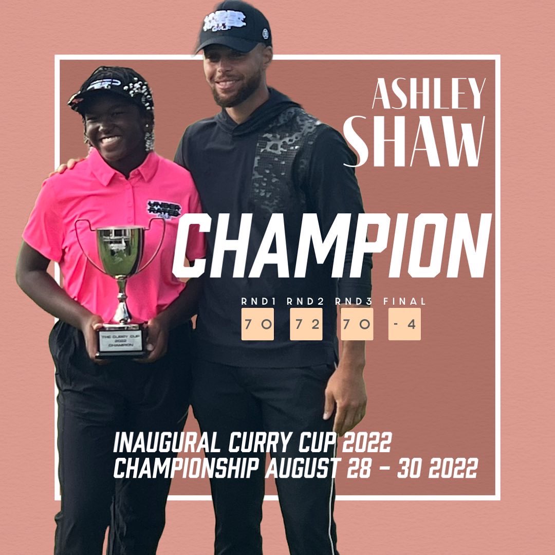 AshleyShawGolf's tweet photo. Inaugural 2022 Curry Cup Champion! Thank you Steph and Underrated Golf Tour! ๐๐๐คฃ๐ view Instagram @AshleyShawGolf1 for more pictures! Thank you! #golf #Championship #stayunderrated #underratedgolf #juniorgolf https://t.co/69b1KFUeSe