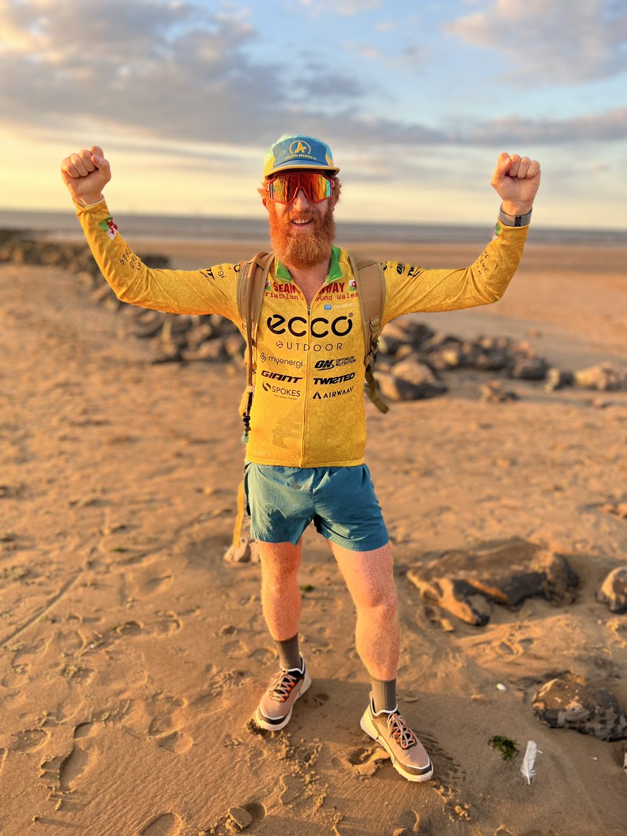 Conway_Sean's tweet photo. Done. Triathlon around wales complete. 16km swim. 850km bike. 275km run. https://t.co/lIV6HyYm1U