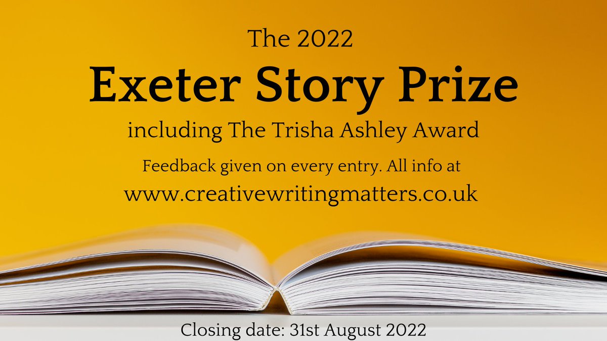 ExeterNovelPriz's tweet image. Last day for submissions! Do you have a story for us? creativewritingmatters.co.uk @majanovelist @sophiestenduffy @trishaashley @cathiehartigan