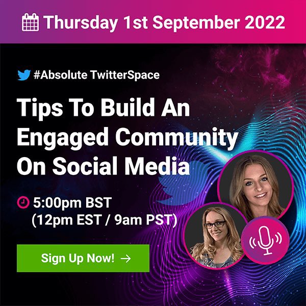 AbsoluteDMedia's tweet photo. Time is ticking! 🚨
Be sure to sign up to tomorrow’s #AbsoluteTwitterSpace to hear Semrush’s @DianaRich013 and our very own @jasminesmck discuss how to build an engaged community on social media
// Thursday 1st September
// 5:00pm
See you there! 👉
https://t.co/rnNIKg0HJ9 https://t.co/N1LnqaE0qy