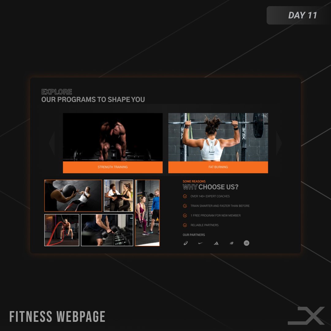 amal_joym's tweet photo. DAY 11
FITNESS WEBPAGE
This webpage is for Fitness purposes. The user can explore through the programs offered by the gym team and the user can track his/her progress
Come let's #create #designX #DailyUI #fitness #uidesign #ux #ui #uiux #figma https://t.co/GBhIlKnDJk
