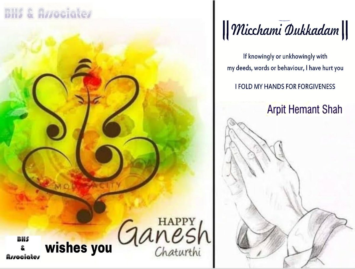 bhsassociates's tweet photo. We wish you a Happy Ganesh Chaturthi 
&amp;
Seek forgiveness for hurting you in any ways

Micchami Dukkadam https://t.co/PqN39gJWqA
