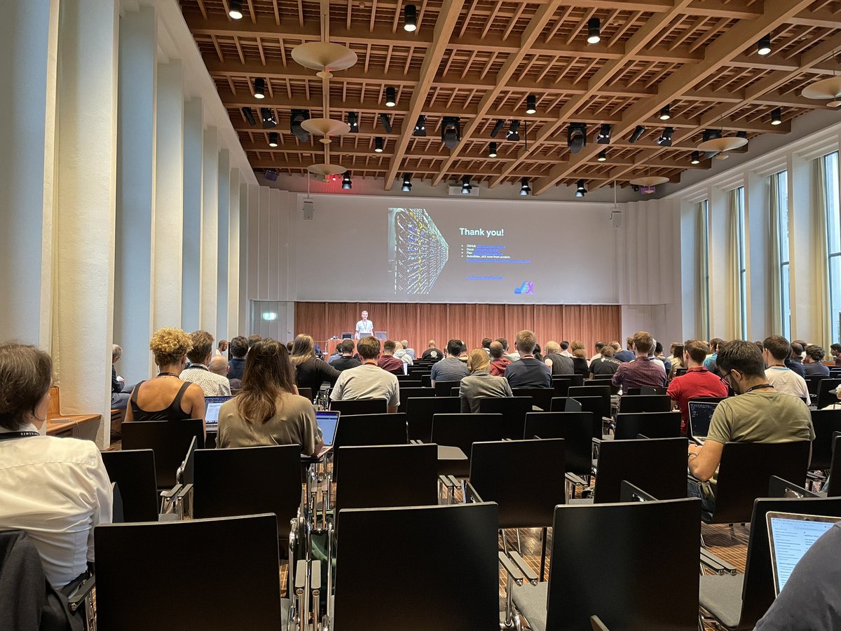 Guzzo_Andrea's tweet photo. @EuroSciPy 2022 Basel! What a great location here at #Basel university!
A beautiful talk of @AndreasPSteiner about Jax! It’s really interesting! https://t.co/S5l9V7zQKY