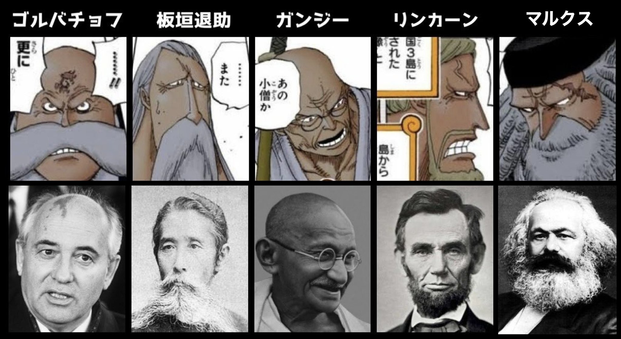 Log ワンピース感想 One Piece 五老星 の一人のモデルにもなってる ゴルバチョフ 元ソ連大統領が死去 他4人のモデルとなってる人物と共にまとめてみた T Co Cotsqykpvt Twitter
