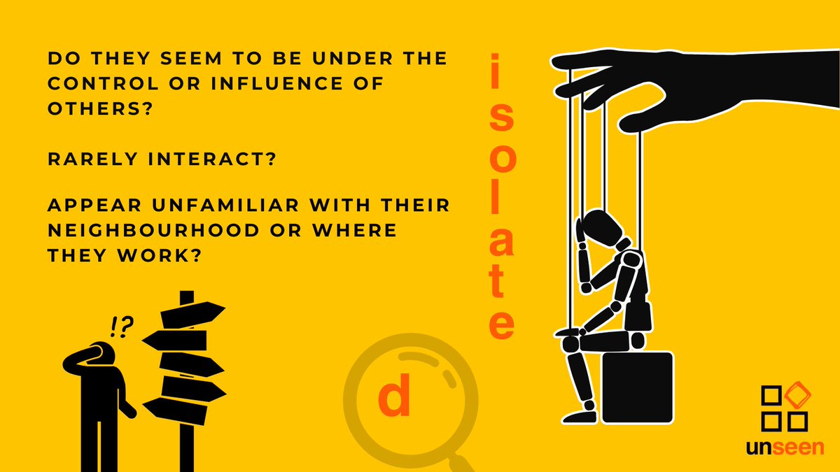 UnseenUK's tweet photo. Victims of #modernslavery may experience feelings of isolation &amp; other #mentalhealth issues as they often have little to no freedom to interact with others. If you work in a frontline service like the #NHS or #police, learn to #SpotTheSigns: https://t.co/3GSqyYFbKE https://t.co/U1pdfm8QAl