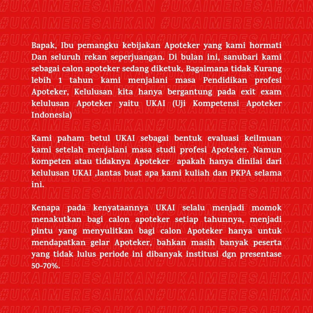 AyuDmutia's tweet photo. APOTEKER BUTUH KEADILAN!!! #evaluasiukai2022 #savecalonapoteker
#Trending https://t.co/ZGB9h5YIES