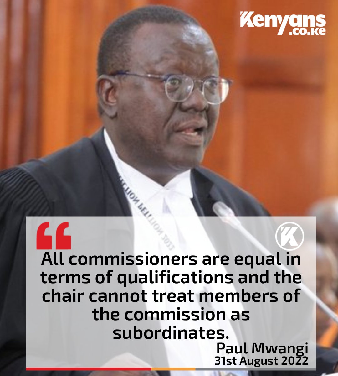 Kenyans's tweet photo. All IEBC commissioners are equal - Paul Mwangi https://t.co/AIqSAfNlpW