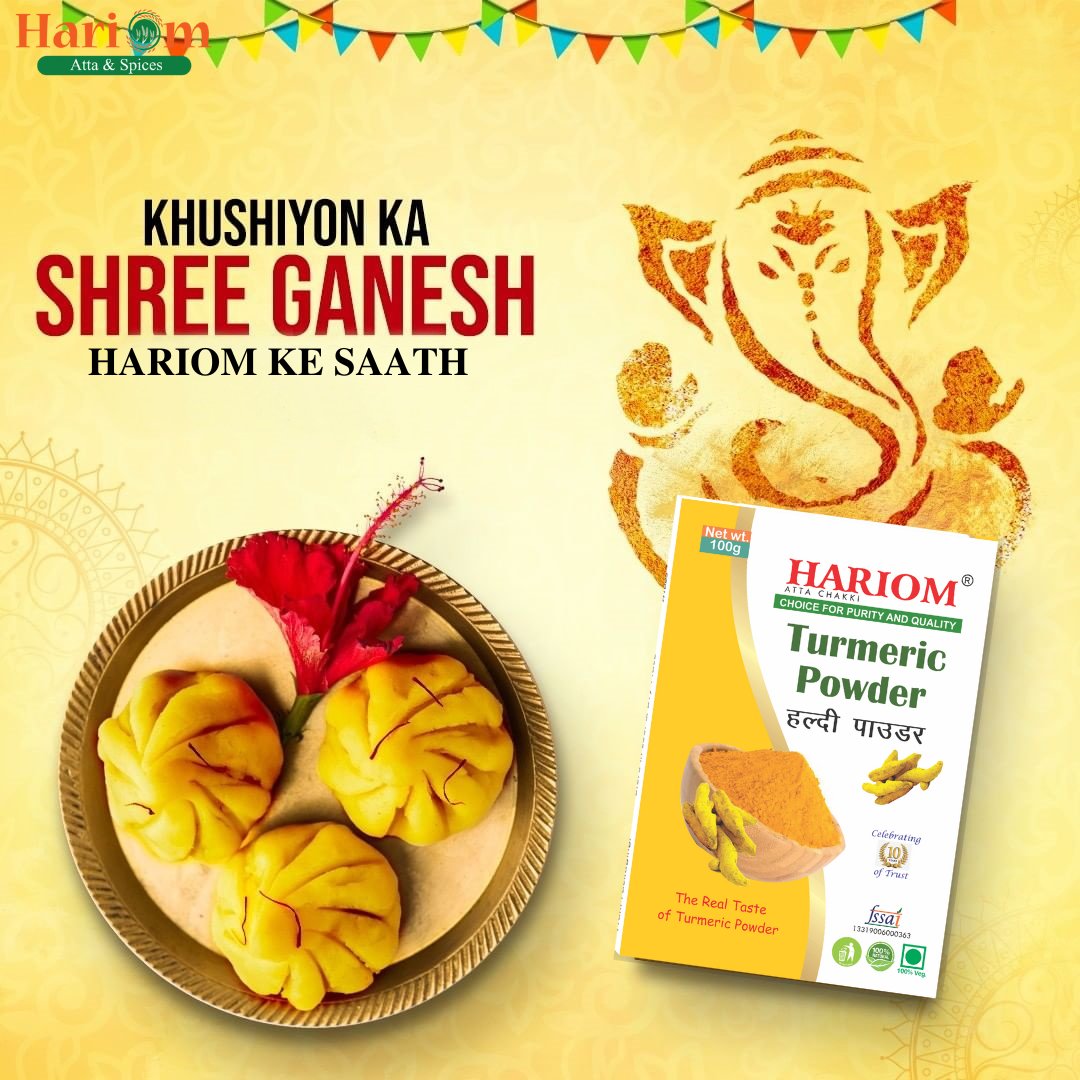 hariomatta's tweet photo. Lagaiye Bappa ko Haldi Modak ka bhog, Hariom Turmeric Powder ke saath.
Happy Ganesh Chaturthi 🙏 https://t.co/n308K1I4Lc