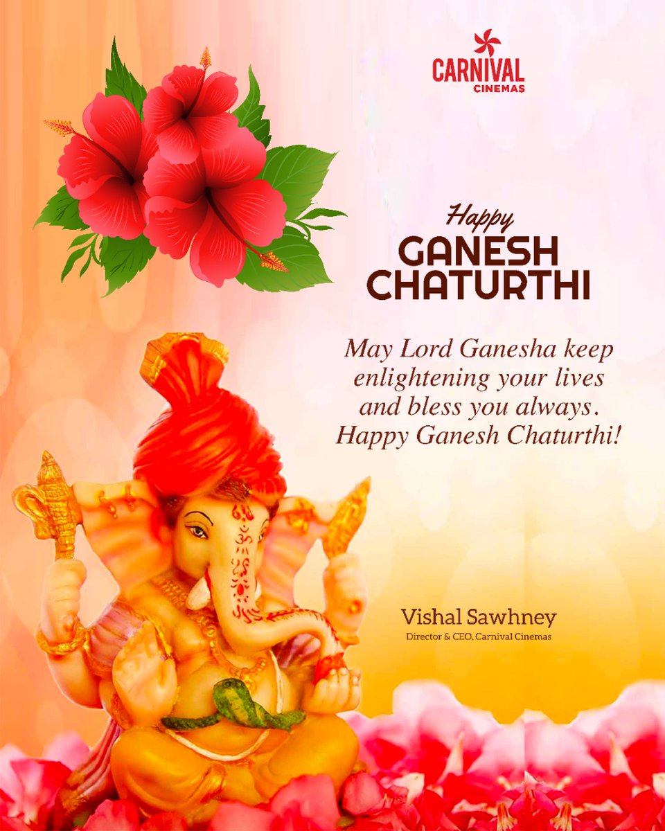 May Lord Vighna Vinayak remove all obstacles and shower blessings on you. Happy Ganesh Chaturthi!

#ganeshchaturthi #ganesha #festival #feelingfestive #vighnaharta #vighnahartaganesh #ganpatibappamorya #happiness #instagrowth #instapost #ceo #vishalsawhney1508 #carnivalcinemas