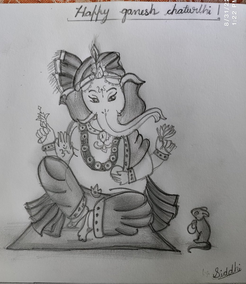 Pencil shading of Lord Ganesha by my daughter siddhiksha Rao .
