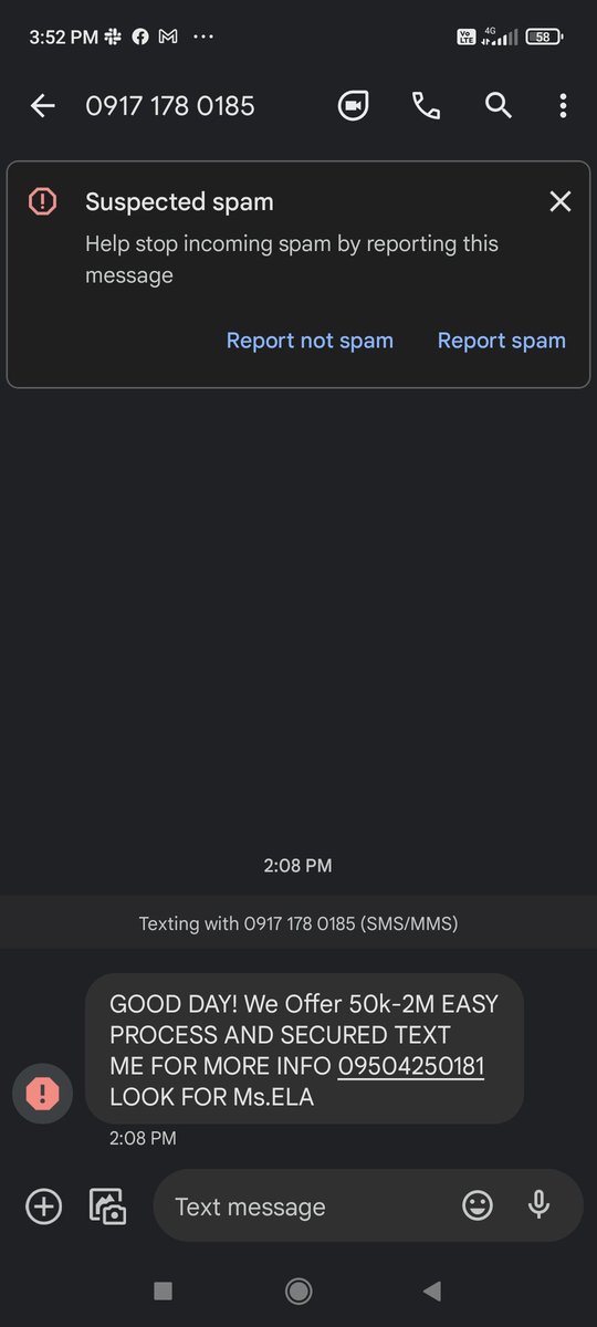 regindotdev's tweet photo. Dear @enjoyGLOBE ,

This is a new sim and in fact just activated 2 days ago Aug 28, and I'm already receiving spam texts.

#globetelecom https://t.co/wNFod7aZe4