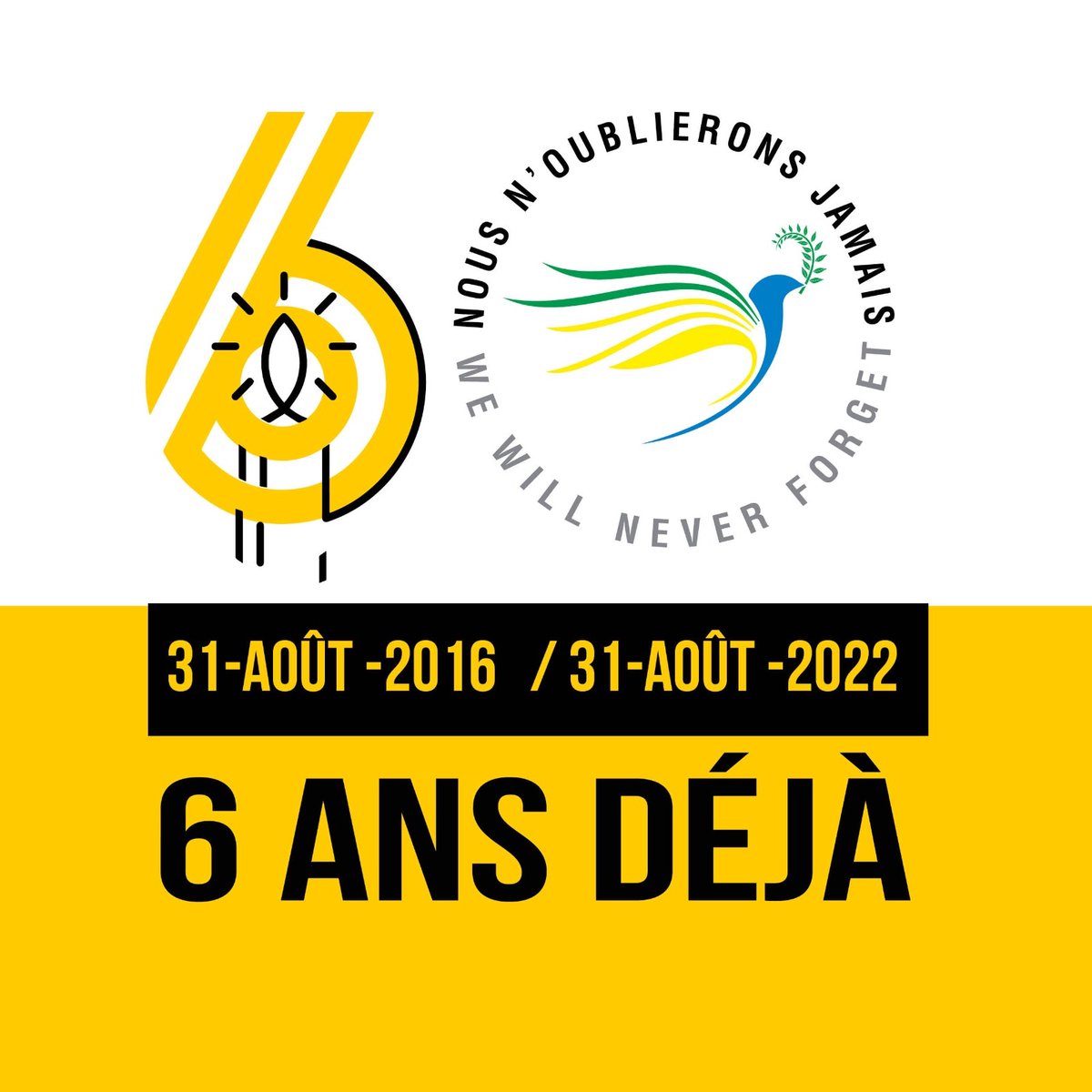 MarcusGoficial's tweet photo. #Gabon🇬🇦 #LeContentieuxElectoral2016Demeure
#Aout2016 à #Aout2022 -> 6 Ans❗ #Commemoration2022 #PourNosMartyrs #Justice #NousNoublieronsJamais
*#ELECTIONS =CARNAGE DE POPULATIONS/ BOMBARDEMENT DE QG DES ADVERSAIRES* #PlusJamaisDElectionsFrancafricainesAuGabon https://t.co/eCmJFFyc5s