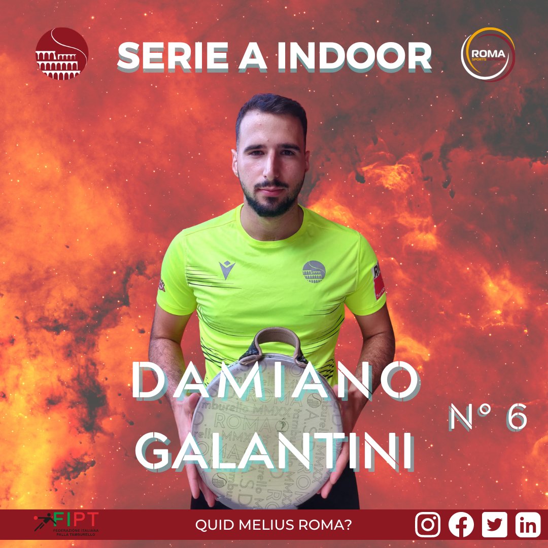 📣 𝑰𝑳 𝑩𝑶𝑴𝑩𝑬𝑹 #6 🚹
La ASD Roma Tamburello MMXX presenta Damiano Galantini!
🟡 Terza partecipazione consecutiva in Serie A Indoor
🏆 Vittoria della Spring League 2022
🃏 JOLLY
🟠 QUID MELIUS ROMA? 🔴
#romatamburello #SerieA #Indoor #fipt #RomaSportsNetwork #InsiemePerRoma