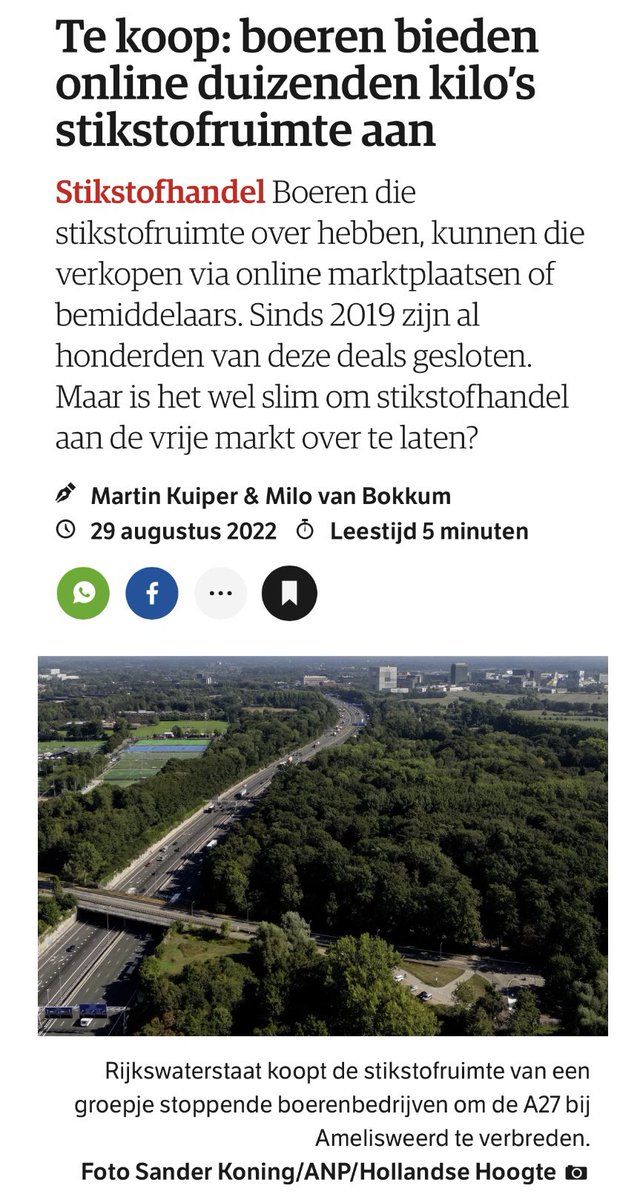 b1lthoven's tweet photo. Verbreding Amelisweerd mogelijk door @rijkswaterstaat aankoop van stikstofruimte van stoppende boeren @nrc https://t.co/MMgfncAaAl