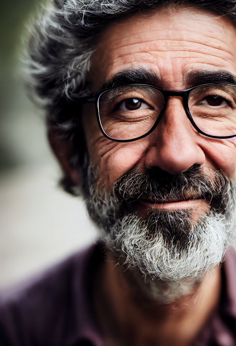 mikiane's tweet photo. @benoitraphael @kevinroose @nytimes @FlintRobot La nouvelle version de l'algorithme #Midjourney #Testp est BLUFFANT.
"Close up portrait photo of a 48 years old guy, with short hear and short beard wearing glasses and smiling." https://t.co/5pViJvPqSY