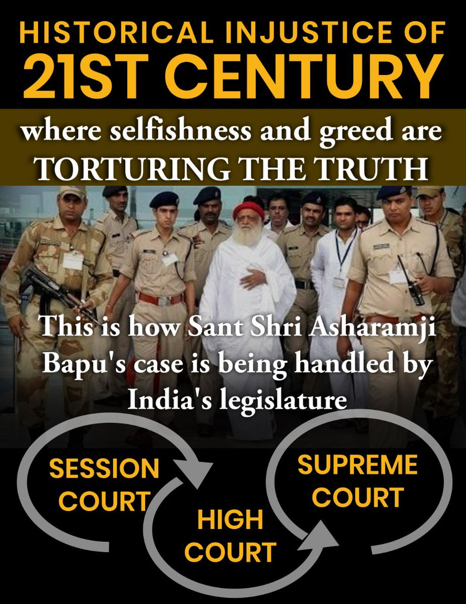 #31Aug_BlackDay Is A
Dark Day in History
जब Unproven Ground पर ही निर्दोष Sant Shri Asharamji Bapu को अरेस्ट किया गया था, क्या ये न्याय है❓Nation Voice 👇
INNOCENT Suffer In BoGuS Case from last 8 + Years, कब न्याय मिलेगा❓