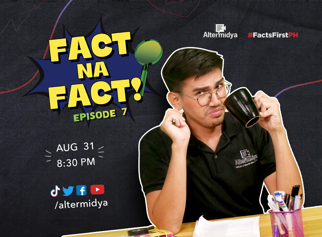 altermidya's tweet photo. Sa nagdaang mga linggo, gusto pa ata daigin ng fake news ang lakas ng pagbuhos ng ulan! ⛈️

☔Ihanda ang payong ng katotohanan dahil bubusisiin natin ang mga 'yan sa pinakabagong episode ng Fact na Fact, mamayang 8:30pm! 

Antabay mga mhie! https://t.co/MZYuynlGDc