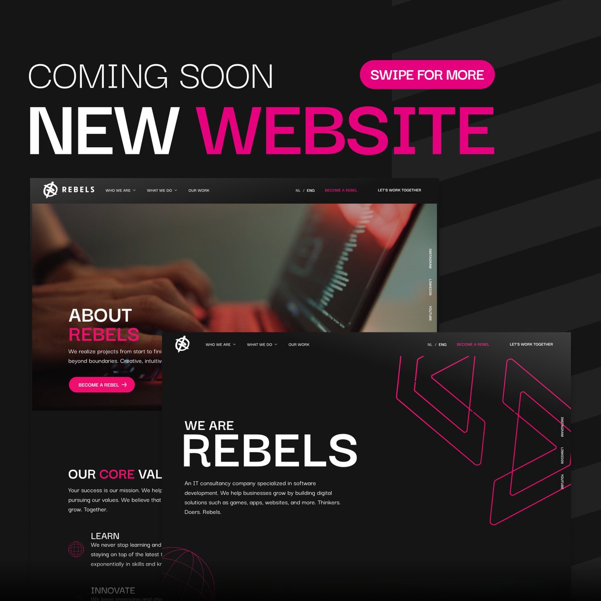 Rebels_io's tweet photo. 𝗦𝗡𝗘𝗔𝗞 𝗣𝗥𝗘𝗩𝗜𝗘𝗪 - Next week our brand new website goes live and we can't wait to share it with you all. Don't worry, we're already giving a little sneak preview!

Swipe to the left to see👈

#Rebels #RebelsAgency #Rebranding #Website #Agency https://t.co/4rFxQ7SRcX