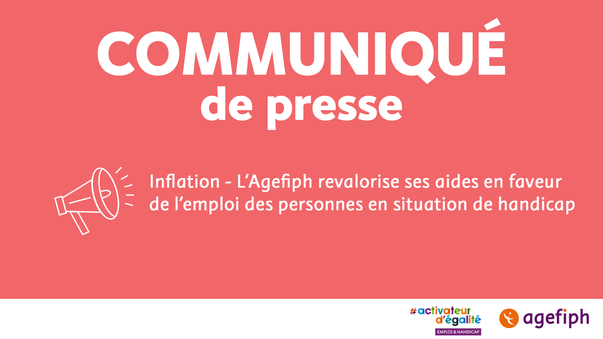 Agefiph_'s tweet photo. - Communiqué de presse 📣 - 

📈Inflation: l'Agefiph revalorise ses aides en moyenne de 5% en faveur de l'emploi des personnes handicapées

🗣️"L’Agefiph est un acteur agile et capable de s’adapter aux évolutions sociétales et économiques" @ROTH_CFECGC

📌 https://t.co/Gi7WIO35cl https://t.co/FRvfDMMGwK