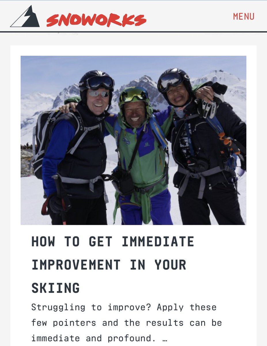 Snoworks's tweet photo. HOW TO GET IMMEDIATE IMPROVEMENT IN YOUR SKIING
Many people struggle to improve their skiing no matter how many lessons they take, but with these 5 simple non-technical tips it can be easier to improve than you ever thought possible. 
https://t.co/9ZmdqeP8tm https://t.co/HbZiOpsSeU
