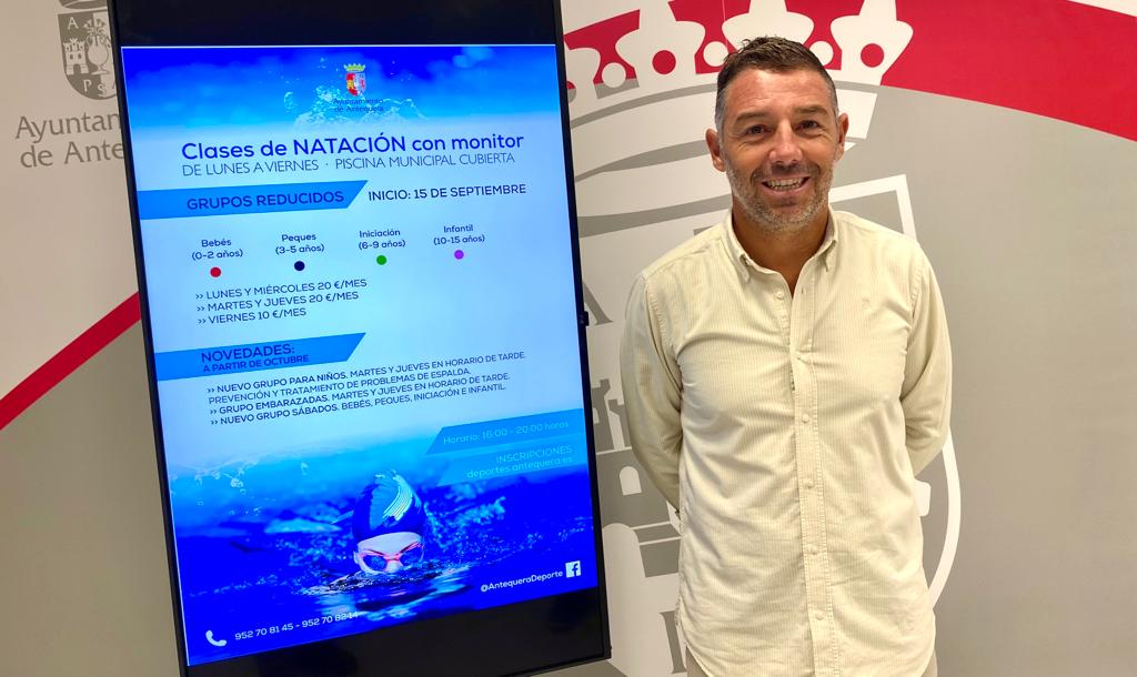 AytoAntequera's tweet photo. 🏊🏽‍♀️ El próximo 15 #septiembre se inician las clases de natación con monitor, enfocadas para el público infantil, y puestas en marcha por el área @ATQDeporte 

✔️NOVEDADES:
👦🏽 Prevención problemas de espalda
🤰🏽 Grupo de embarazadas
👧🏽 Nuevo grupo sábados

Contigo #HacemosCiudad https://t.co/xIoFNV7b7F