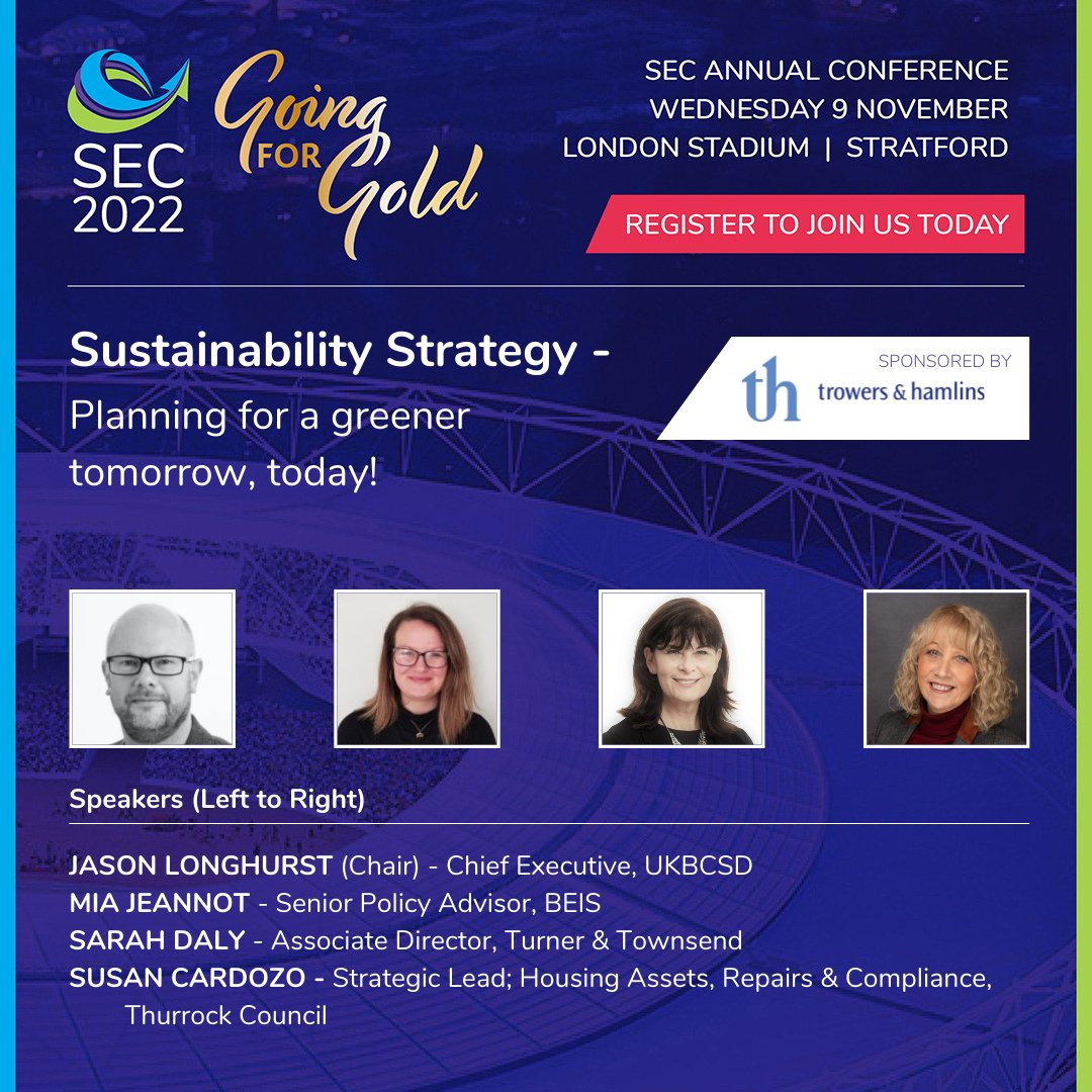 📢 Sustainability Strategy - Planning for a greener tomorrow, today! We're looking forward to hearing from Jason Longhurst Mia Jeannot Sarah Daly and Susan Cardozo at SEC2022 on 9 November! Are you registered to join us yet?

Learn more and sign up today - lnkd.in/etf8zYiz