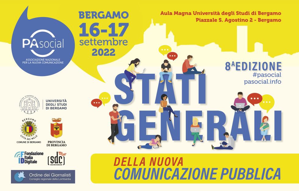 Manca poco all'ottava edizione degli Stati Generali della Nuova Comunicazione organizzati da #PaSocial che si svolgeranno a #Bergamo. Per incontrarci, confrontarci e fare squadra in vista di un nuovo anno di comunicazione e informazione pubblica.