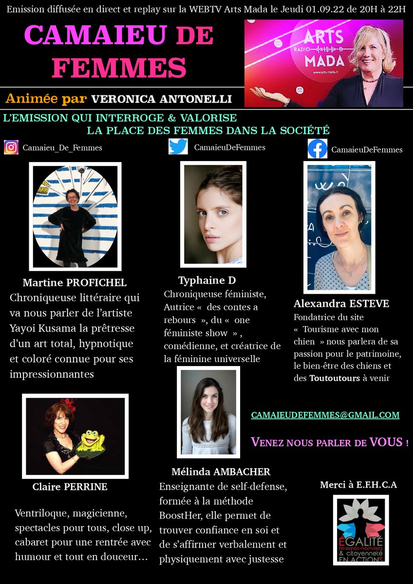 VBANTONELLI's tweet photo. Camaieu de femmes Saison 2 du 01.09.22 animée par Veronica Antonelli https://t.co/icx8dznv9e via @vbantonelli à lire sur mon blog @camaieudefemmes @TyphaineD_ #yognself #tourismeavecmonchien #claireperrine #martineprofichel https://t.co/BkL97BGkNY