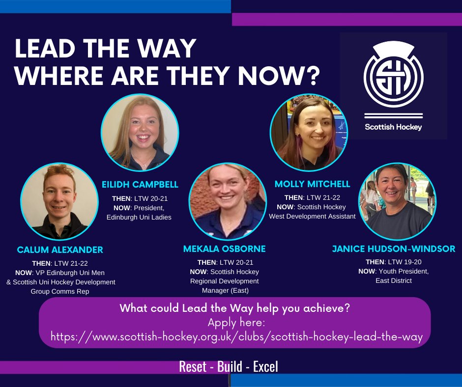 ScottishHockey's tweet photo. What could Lead the Way 22-23 help you achieve? Great opportunity to develop your skills and support your club / district!
Apply here: https://t.co/Av0QC0PugS
Deadline for applications Fri 9th Sept. Get in touch if you would like more info!
#resetbuildexcel https://t.co/nO6aLR0krN