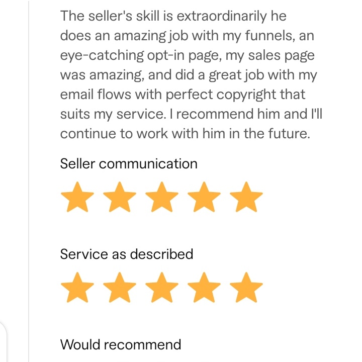FadipeSundayEm1's tweet photo. @lazarusfemi2 I'm a freelancer and I specialize in

Website Design for: e-commerce businesses, portfolios, schools, etc.

Funnel Creation for eBook, online course, webinar funnel, Membership, etc.

Digital Marketing such as email marketing and social media marketing.

Here are some reviews https://t.co/Lhamj5jN7n