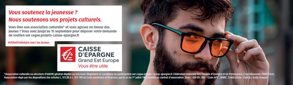 Jusqu'au 15/09, nous lançons 1 appel à projets jeune pour soutenir des projets culturels innovants et utiles portés par des associations, fondations et structures d’intérêt général du #GrandEst. 
👉 caisse-epargne.fr/grand-est-euro…

#VousEtreUtile #UtileEtSolidaire #jeunesse #CEGEE
