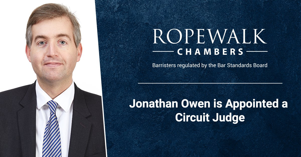 ropewalklaw's tweet photo. We extend our warmest congratulation to Jonathan Owen, who has this month been appointed a Circuit Judge.  Jonathan has been deployed to the Midlands Circuit, based at Nottingham County Court.

To read more: https://t.co/oehLGxrW9r https://t.co/EzWsvBYvaE