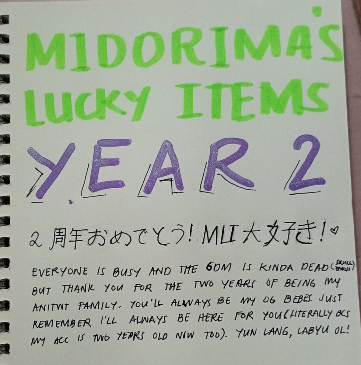 rumimeeen's tweet image. mandatory appreciation tweet for midorima's lucky items' 2nd anniv: love you always bebes ko

first handwritten note vs latest note (both ugly af deym gomen)