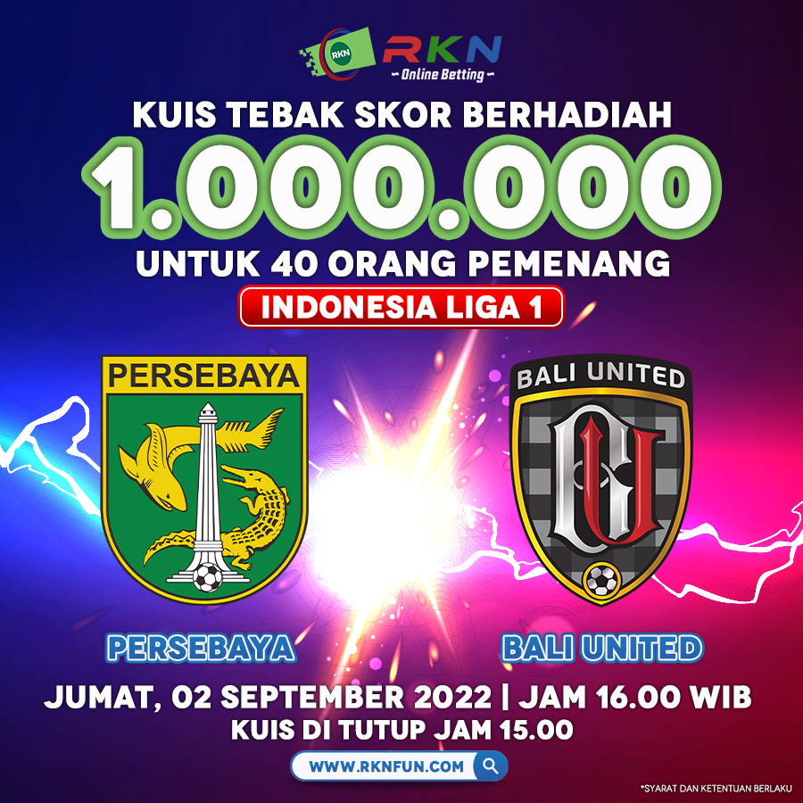 RknSport's tweet photo. RKN SPORT- KUIS TEBAK SCORE | INDONESIA LIGA 1 | PERSEBAYA VS BALI UNITED |

#rknsport #tebakscorebola #eventtebakscore #freebetbola https://t.co/aC27f8UpTm