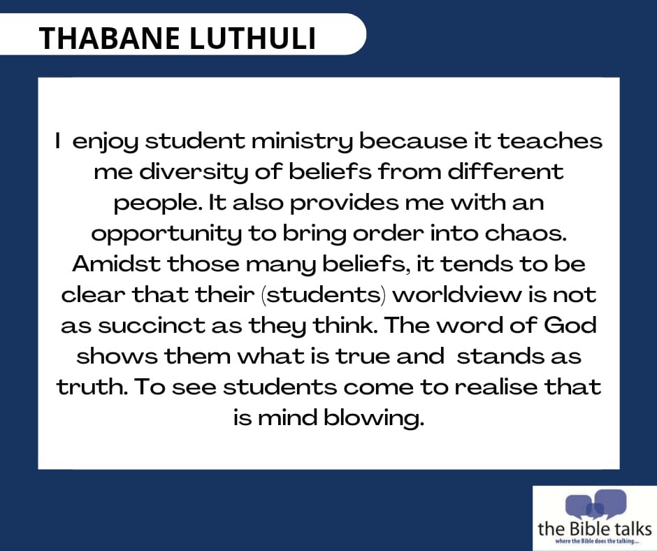 TheBibleTalks's tweet photo. Meet Thabane!

#TheBibleTalksKZN #GetToKnowUs #MeetStaff #MeetThabane #TBTStaff2022 #UKZN #DUT #UNIZULU https://t.co/rzalZa3tBb