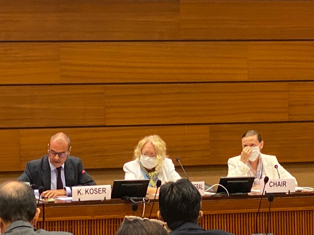 theGCERF's tweet photo. 💡 ED Koser presents our work in #PVE to @UNGeneva today, highlighting its focus on local co-creation, measuring impact &amp; sharing knowledge. 

"As a global fund for prevention, now is the time to act."

GCERF is currently raising USD 120M as a part of its replenishment campaign. https://t.co/n2HUFiHUBH