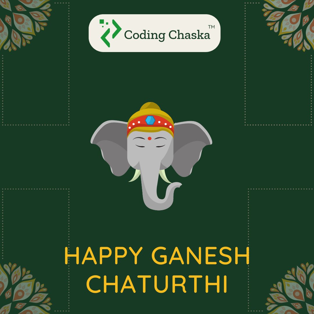CodingChaska's tweet image. Ganpati Bappa Morya !! 
I pray that Lord Ganesh, the god of wisdom, intellect, fortune, and prosperity, continues to guide us on the righteous path &amp;amp; shower us with blessings. #GaneshChaturthi #GanpatiBappaMorya