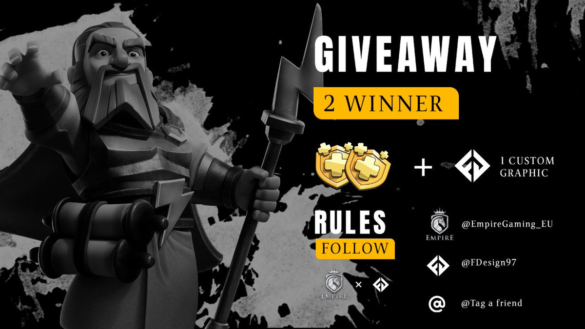 To celebrate our joining into Empire Gaming family, we are giving away:

🥇: 1 pass and a free graphic
🥈: 1 pass

To participate:
📍Retweet and follow:
@EmpireGaming_EU and <a href="/FDesign97/">Francesco Design</a> 
📍Tag 2 friends

Draw on 4th September, good luck🚀