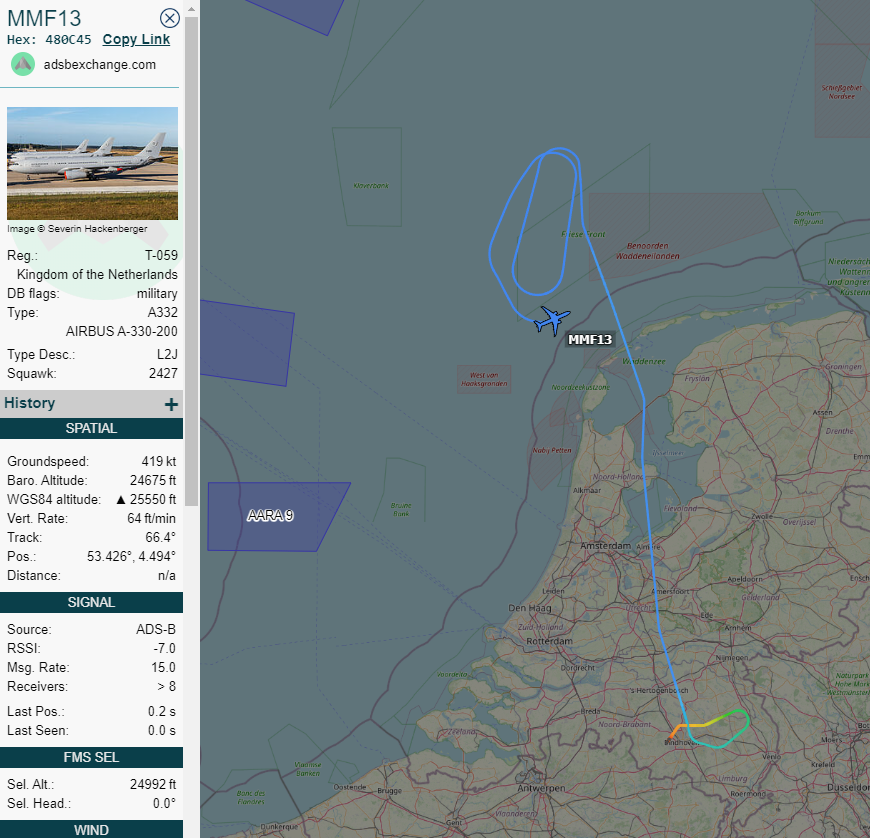 EHEH_Spotter's tweet photo. 🇳🇱RNLAF NATO MMF Airbus A330-200MRTT T-059 as flight #MMF13/#MULTI13 departure 03 @ EHEH (📷garden)

First mission after his delivery flight 27/07/2022?

#NLspot https://t.co/egquAKM5qo