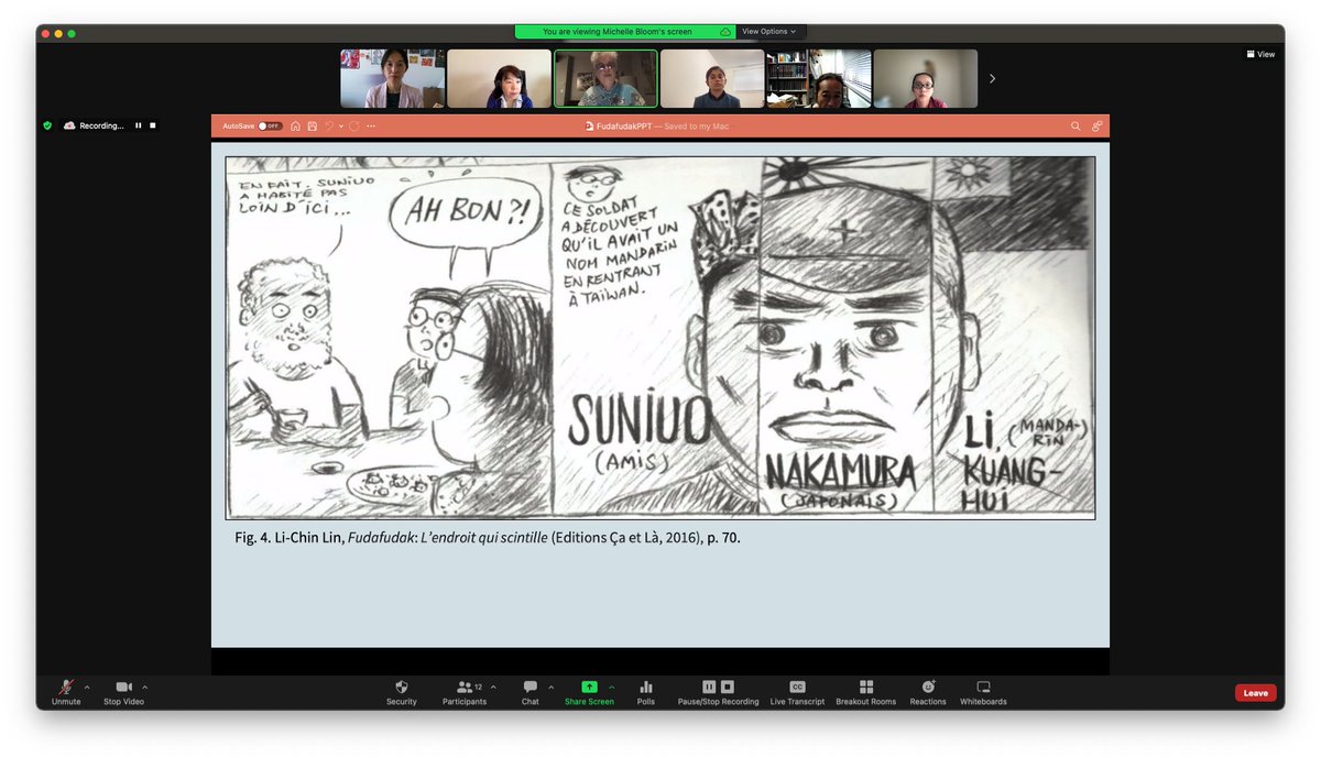 LiChintwLichhin's tweet photo. -1 taiwanais avec 3 noms-
Merci à Dr. Bloom d'avoir parlé de mon roman graphique Fudafudak lors d'un congrès de l’American Comparative Literature Association(ACLA)!
>Screenshots by panelist Prof. Satoko Kakihara
#identites #Identity #taiwan #Taiwanese #taiwanais #graphicnovel https://t.co/W8dfPj0X0x