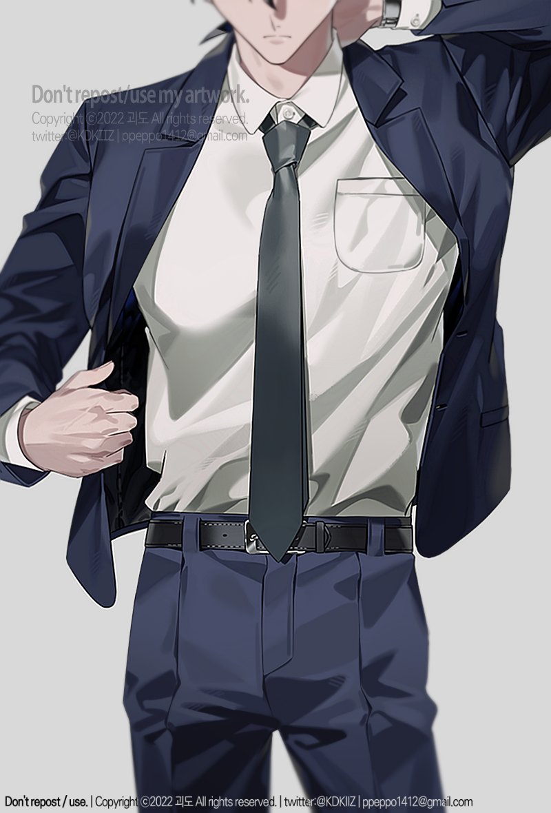 male focus necktie 1boy formal solo suit shirt  illustration images