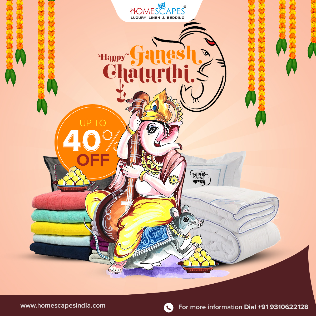 homescapesind's tweet photo. May Lord Ganesh is always there to enlighten you with knowledge and empower you with the strength to walk on the path of prosperity. Happy Ganesh Chaturthi.
Upto 40% Off
Shop luxury pillow, duvet &amp; much more at https://t.co/dMILkslgFJ
#ganeshchaturthi2022 #happyganeshchaturthi🙏 https://t.co/RU8bhqYF4n