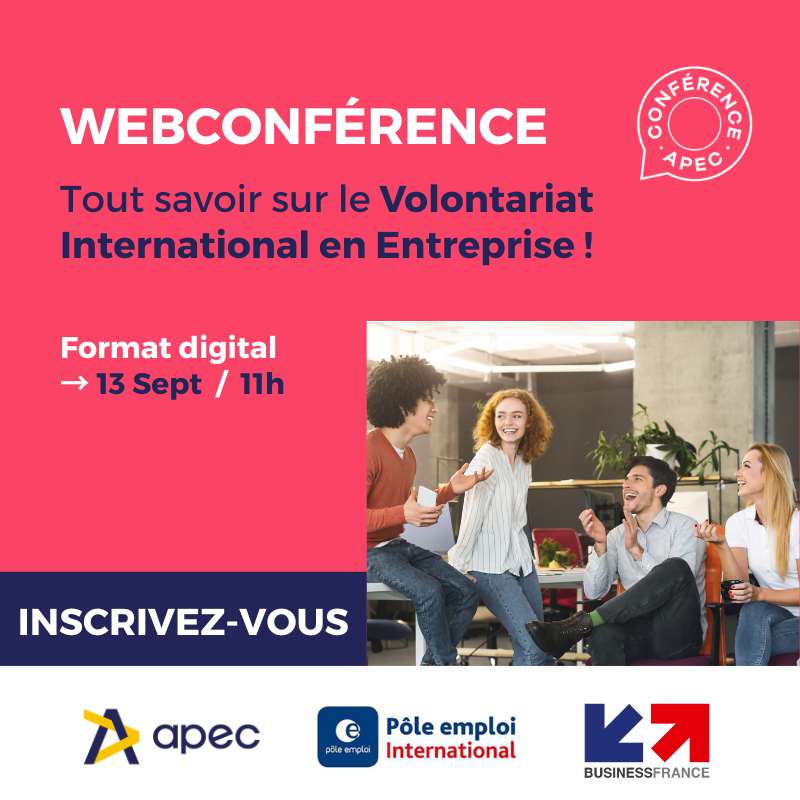 Apec_HDF's tweet photo. [V.I.E.]
Une envie d'opportunités #professionnelles à l’#étranger ? Découvrez le dispositif V.I.E.🚀
Lors d’une webconférence, l'@Apecfr, @businessfrance et @pole_emploi International vous décryptent le fonctionnement du dispositif !
📆13 septembre / 11h
👉https://t.co/KSfHj0RN7L https://t.co/URCETa6n3g