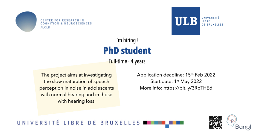 Job alert ! I am looking for a (4-years) PhD student to work on the effect of puberty on the development of the auditory pathway in children with hearing loss. Get in touch if you're interested ! RT appreciated